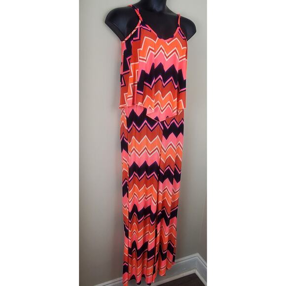 RUE 21  Flowy Chevron Print Tiered Jumpsuit - Picture 2 of 8